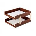 Eva-Dry/Momentum Sales & Mktg Dacasso Leather Double Letter Trays - Brown a3220